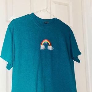 custom rainbow “over it” tee